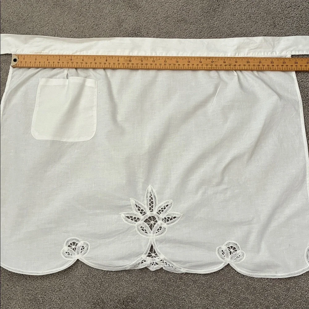 Battenburg White Lace Cotton Apron Cottagecore Prairie Core
